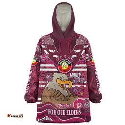 Manly Warringah Sea Eagles Custom For Our Elders Home Jersey Wearable Blanket Hoodie Aussie Oodie