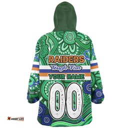 Canberra Raiders Custom Canberra Raiders For Life With Aboriginal Style Wearable Blanket Hoodie Aussie Oodie