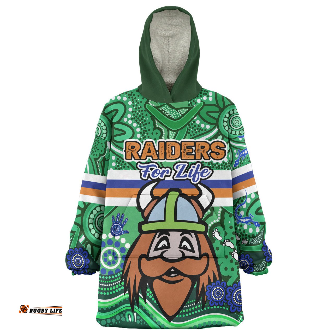 Canberra Raiders Custom Canberra Raiders For Life With Aboriginal Style Wearable Blanket Hoodie Aussie Oodie