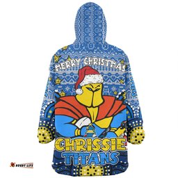 Gold Coast Titans Christmas Custom Christmas Knit Patterns Vintage Jersey Ugly Wearable Blanket Hoodie Aussie Oodie