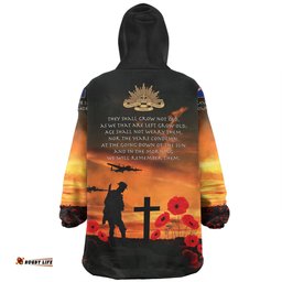 New Zealand Warriors Anzac Day New Zealand Warriors Remember Orange Wearable Blanket Hoodie Aussie Oodie