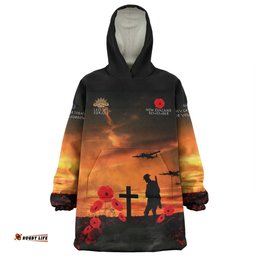 New Zealand Warriors Anzac Day New Zealand Warriors Remember Orange Wearable Blanket Hoodie Aussie Oodie