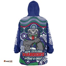 New Zealand Warriors Aboriginal Inspired Tough Fan Rugby For Life Wearable Blanket Hoodie Aussie Oodie