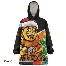 GWS GIANTS Santa Scoring Touchdown On Christmas Game Day Wearable Blanket Hoodie Aussie Oodie