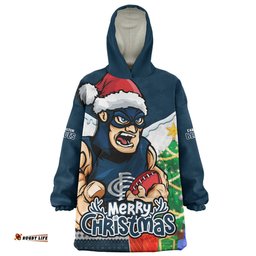 Carlton Santa Scoring Touchdown On Christmas Game Day Wearable Blanket Hoodie Aussie Oodie