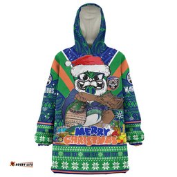 New Zealand Warriors Christmas Custom Warriors Santa Aussie Big Things Wearable Blanket Hoodie Aussie Oodie