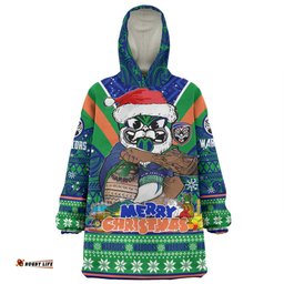 New Zealand Warriors Christmas Custom Warriors Santa Aussie Big Things Wearable Blanket Hoodie Aussie Oodie