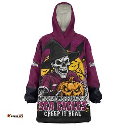 Manly Warringah Sea Eagles Dark Moon Rugby Halloween Battle Edition Wearable Blanket Hoodie Aussie Oodie