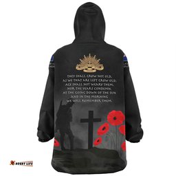 New Zealand Anzac Day New Zealand Remember Black Wearable Blanket Hoodie Aussie Oodie