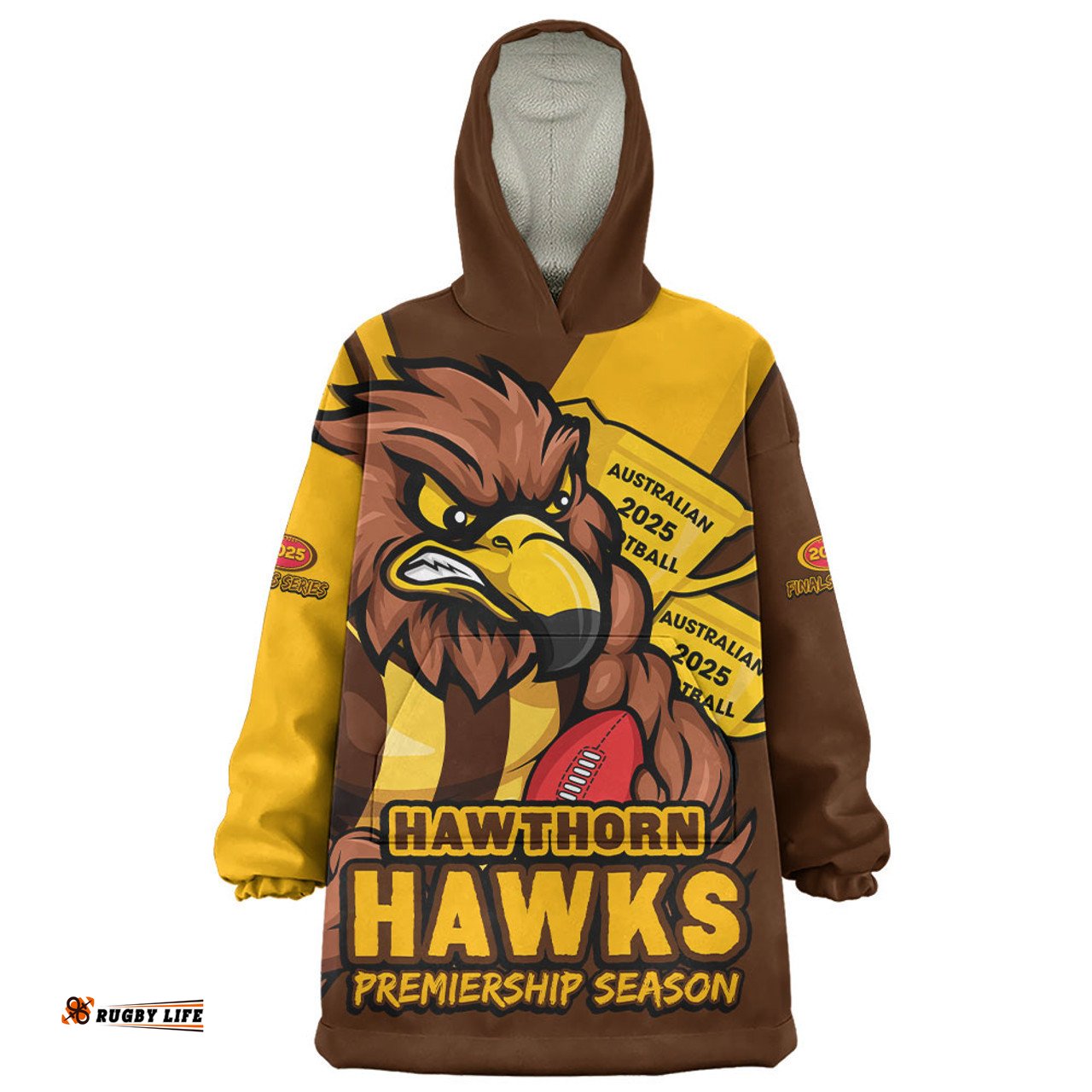 Hawthorn Australian Football Finals Premiership Spirit Wearable Blanket Hoodie Aussie Oodie