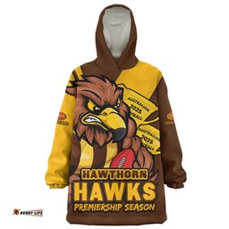 Hawthorn Australian Football Finals Premiership Spirit Wearable Blanket Hoodie Aussie Oodie