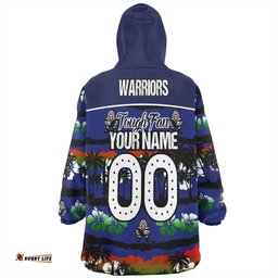 New Zealand Warriors Sport Eat Sleep Repeat With Tropical Patterns Wearable Blanket Hoodie Aussie Oodie