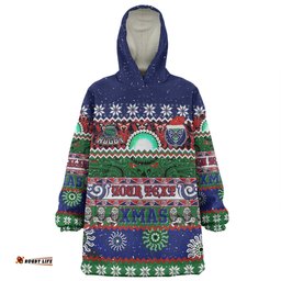 New Zealand Warriors Christmas Maori Custom Indigenous Knitted Ugly Xmas Style Wearable Blanket Hoodie Aussie Oodie