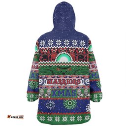New Zealand Warriors Christmas Maori Custom Indigenous Knitted Ugly Xmas Style Wearable Blanket Hoodie Aussie Oodie