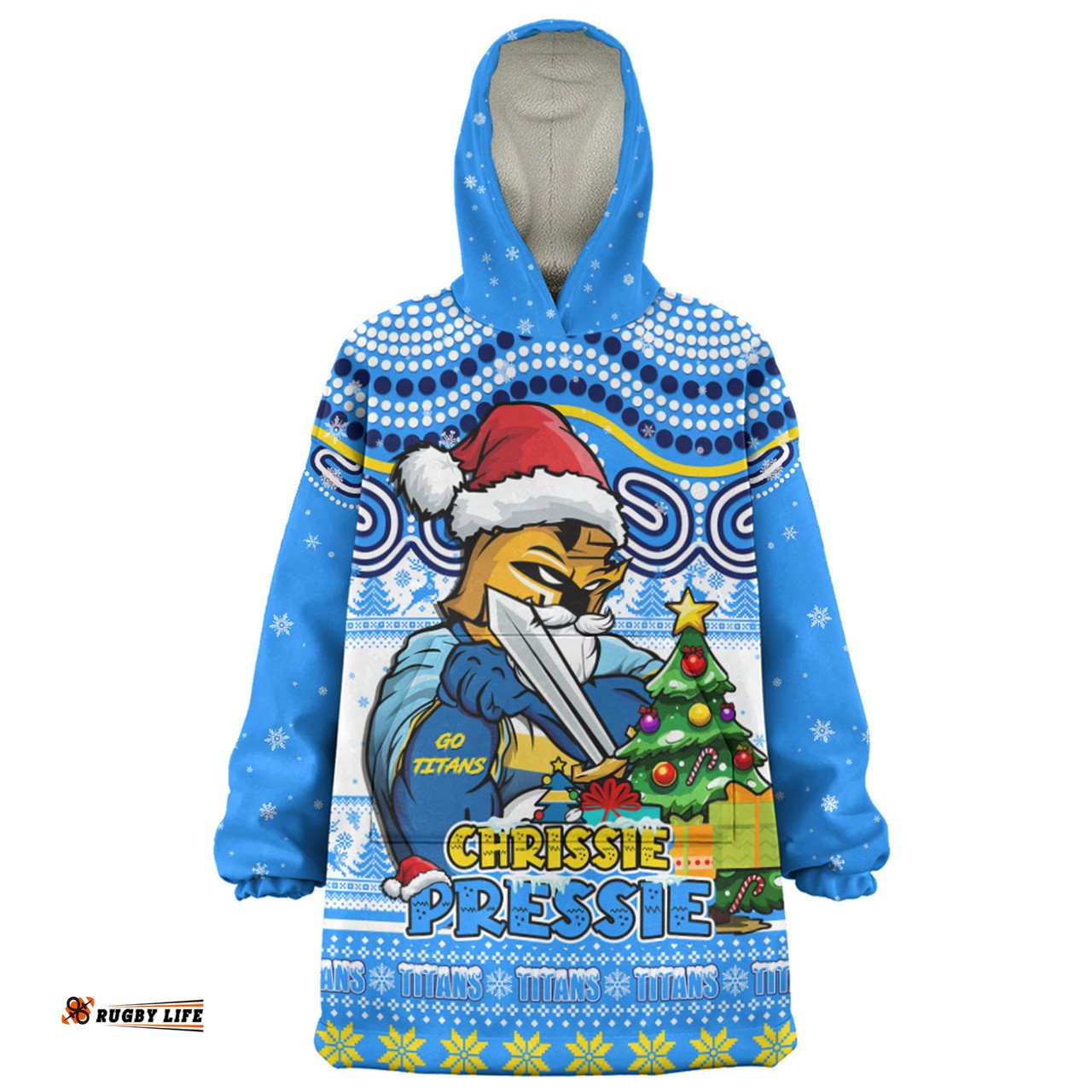 Gold Coast Titans Aussie Ugly Christmas For Die Hard Fan Supporters Wearable Blanket Hoodie Aussie Oodie