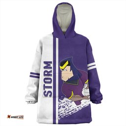 Melbourne Storm Melbourne Storm Mascot Quater Style Wearable Blanket Hoodie Aussie Oodie