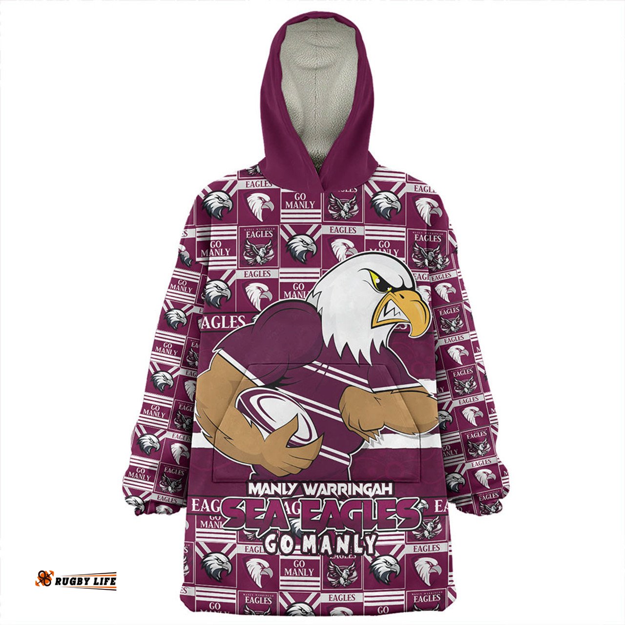 Manly Warringah Sea Eagles Champions Pride Comic Style Wearable Blanket Hoodie Aussie Oodie
