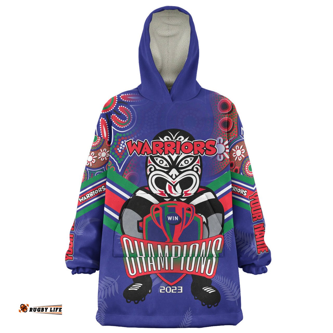 New Zealand Warriors Sport Custom Talent Win Games But Teamwork And Intelligence Win Championships With Aboriginal Style Wearable Blanket Hoodie Aussie Oodie