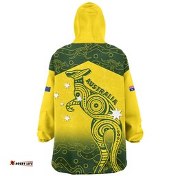 Indigenous Australian Aboriginal Dreamtime Kangaroo Australia Pride Wearable Blanket Hoodie Aussie Oodie