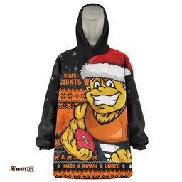 GWS GIANTS Merry Christmas Down Under Footy Power Style Wearable Blanket Hoodie Aussie Oodie