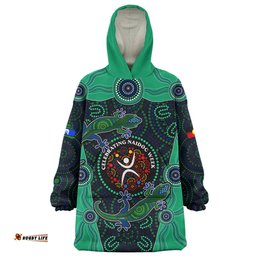 Indigenous Australian Aboriginal NAIDOC Lizard Songlines Edition Wearable Blanket Hoodie Aussie Oodie