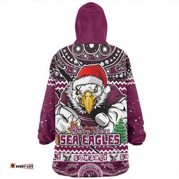 Manly Warringah Sea Eagles Aboriginal Xmas Special Ugly Christmas Style Wearable Blanket Hoodie Aussie Oodie