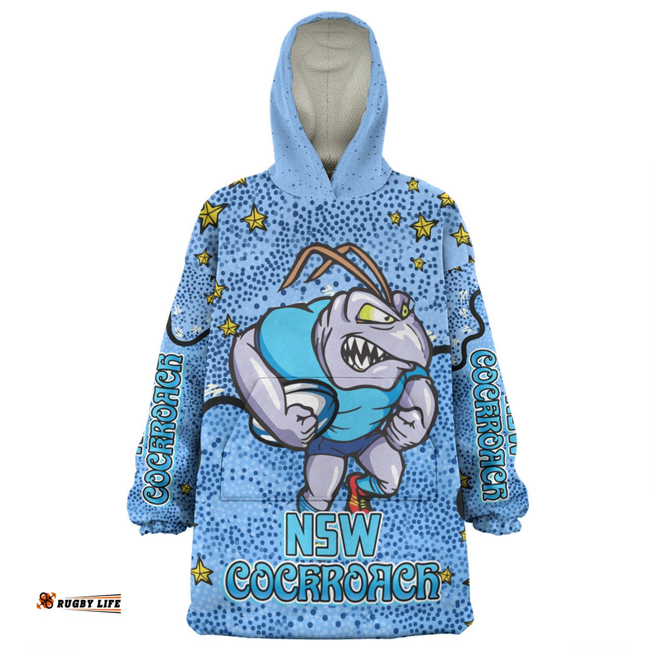 New South Wales Cockroaches Custom Team With Dot And Star Patterns For Tough Fan Wearable Blanket Hoodie Aussie Oodie