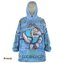 New South Wales Cockroaches Custom Team With Dot And Star Patterns For Tough Fan Wearable Blanket Hoodie Aussie Oodie