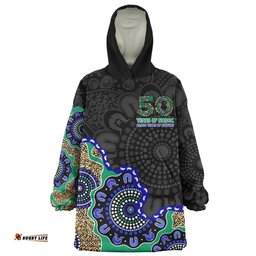 Indigenous Australian Aboriginal NAIDOC Fifty Years Cultural Celebration Edition Wearable Blanket Hoodie Aussie Oodie
