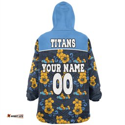 Gold Coast Titans Sport With Maori Pattern Wearable Blanket Hoodie Aussie Oodie