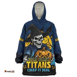 Gold Coast Titans Dark Moon Rugby Halloween Battle Edition Wearable Blanket Hoodie Aussie Oodie