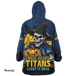 Gold Coast Titans Dark Moon Rugby Halloween Battle Edition Wearable Blanket Hoodie Aussie Oodie