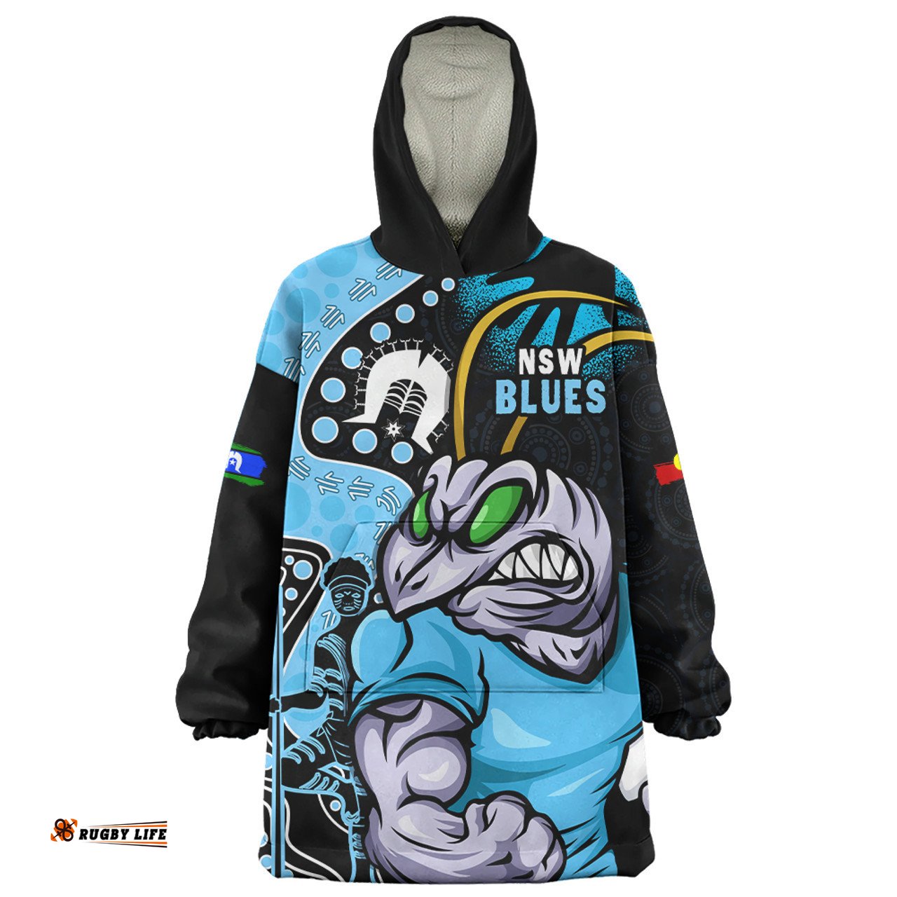 New South Wales Blues NAIDOC Indigenous Warrior Spirit Wearable Blanket Hoodie Aussie Oodie