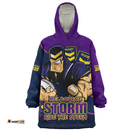 Melbourne Storm Battle For Glory Rugby Finals Edition Wearable Blanket Hoodie Aussie Oodie