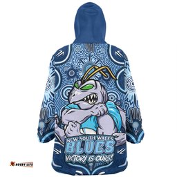 New South Wales Blues Aboriginal Pattern Inspired Victory Is Ours Wearable Blanket Hoodie Aussie Oodie