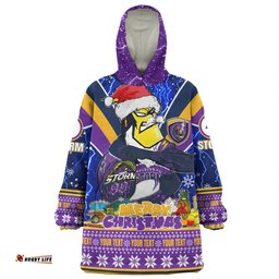 Melbourne Storm Christmas Custom Storm Man Santa Claus Aussie Big Things Wearable Blanket Hoodie Aussie Oodie