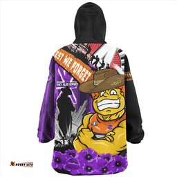 GWS GIANTS ANZAC Day Honor Purple Valor And Spirit Wearable Blanket Hoodie Aussie Oodie