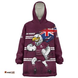 Manly Warringah Sea Eagles Custom For Die Hard Fan Australia Flag Scratch Style Wearable Blanket Hoodie Aussie Oodie
