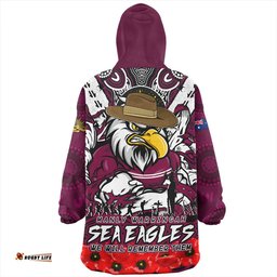 Manly Warringah Sea Eagles Ripped Legacy Of The Game The ANZAC Spirit Lives On Wearable Blanket Hoodie Aussie Oodie