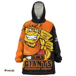 GWS GIANTS Australian Football Finals Premiership Spirit Wearable Blanket Hoodie Aussie Oodie