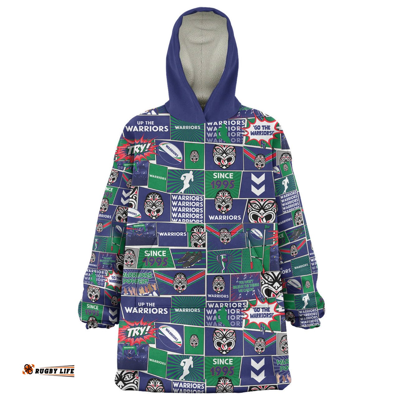 New Zealand Warriors Sport Team Of Us Die Hard Fan Supporters Comic Style Wearable Blanket Hoodie Aussie Oodie