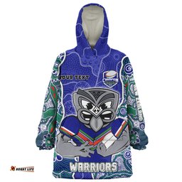 New Zealand Warriors Grand Final Custom Custom New Zealand Warriors With Contemporary Style Of Aboriginal Painting Wearable Blanket Hoodie Aussie Oodie