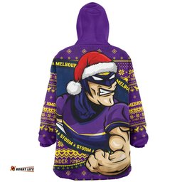 Melbourne Storm Ugly Knit Style For Christmas Game Fans Wearable Blanket Hoodie Aussie Oodie