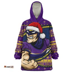Melbourne Storm Ugly Knit Style For Christmas Game Fans Wearable Blanket Hoodie Aussie Oodie