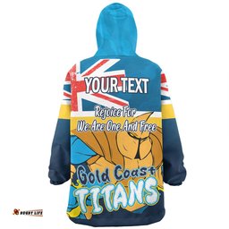 Gold Coast Titans Happy Australia Day We Are One And Free Wearable Blanket Hoodie Aussie Oodie