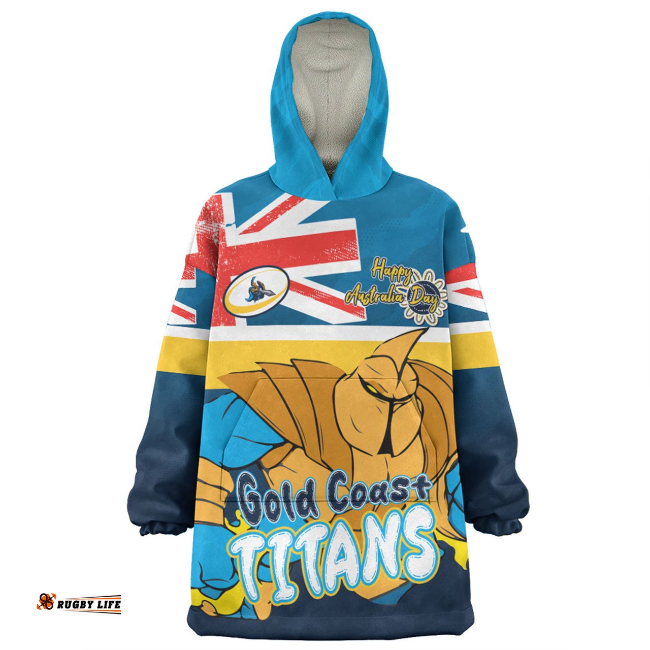 Gold Coast Titans Happy Australia Day We Are One And Free Wearable Blanket Hoodie Aussie Oodie