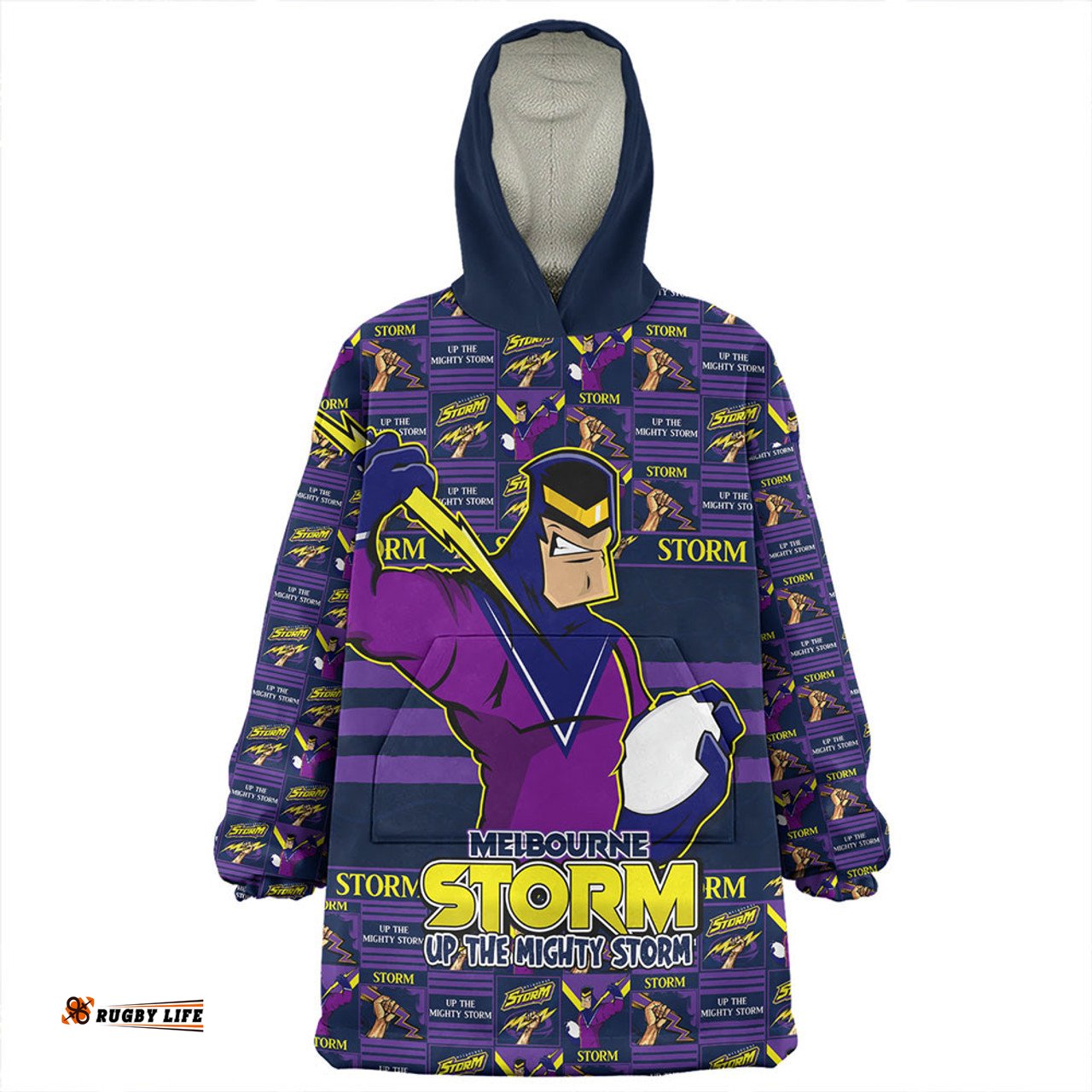 Melbourne Storm Champions Pride Comic Style Wearable Blanket Hoodie Aussie Oodie