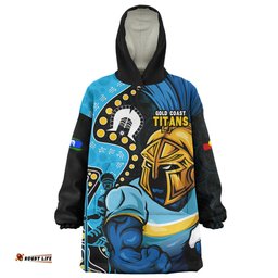 Gold Coast Titans NAIDOC Indigenous Warrior Spirit Wearable Blanket Hoodie Aussie Oodie