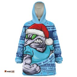 New South Wales Blues Ugly Knit Style For Christmas Game Fans Wearable Blanket Hoodie Aussie Oodie