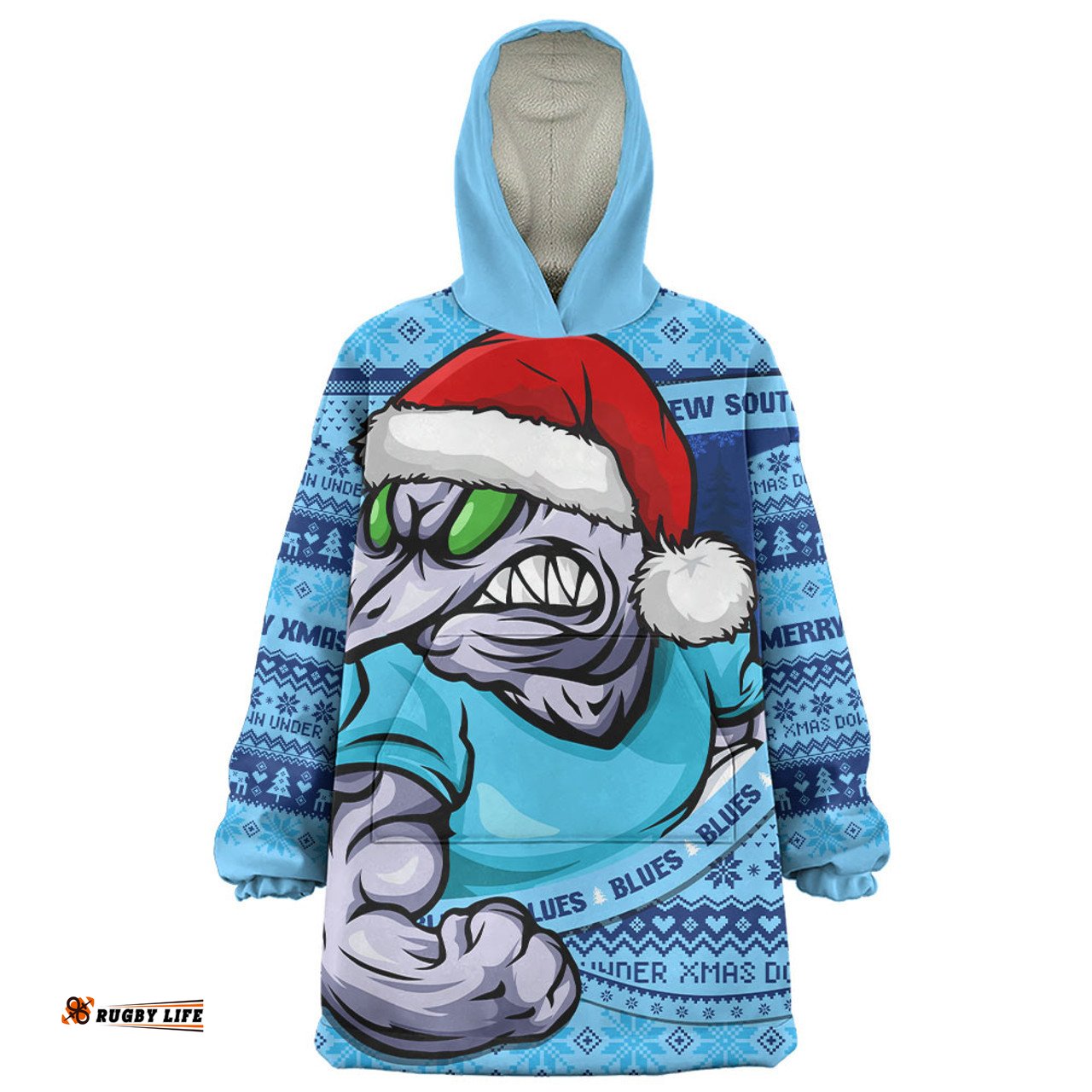 New South Wales Blues Ugly Knit Style For Christmas Game Fans Wearable Blanket Hoodie Aussie Oodie